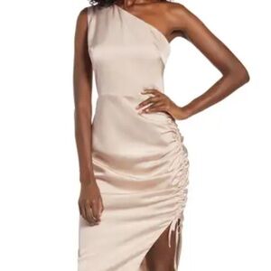 SOLD!! Lavish Alice One-Shoulder Dress in Champagne